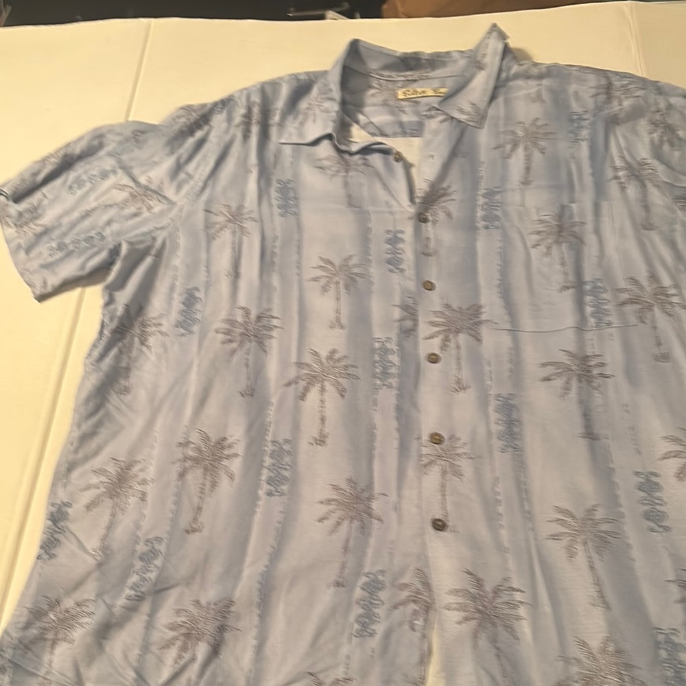 Batck Bay  Blue Palm Tree Men's Shirt size XXL